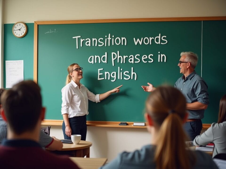 Transition words and phrases in English