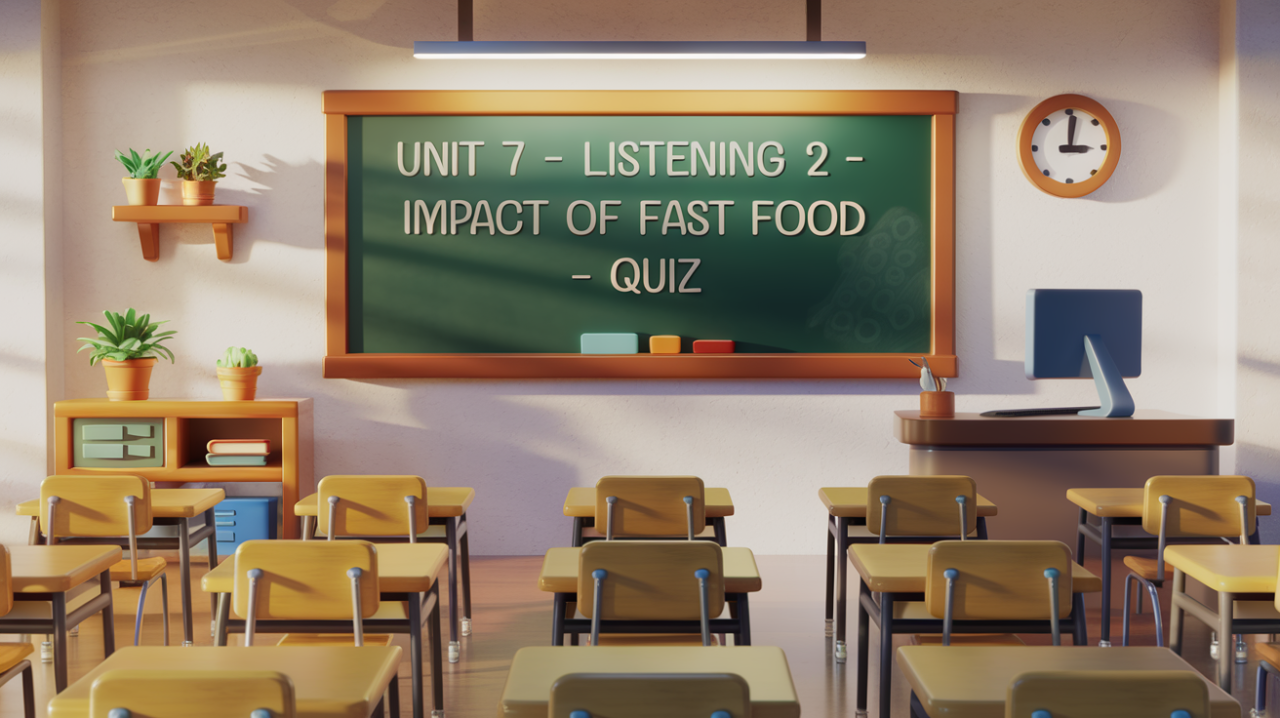 Unit 7 – Listening 2 – Impact of Fast Food – Quiz